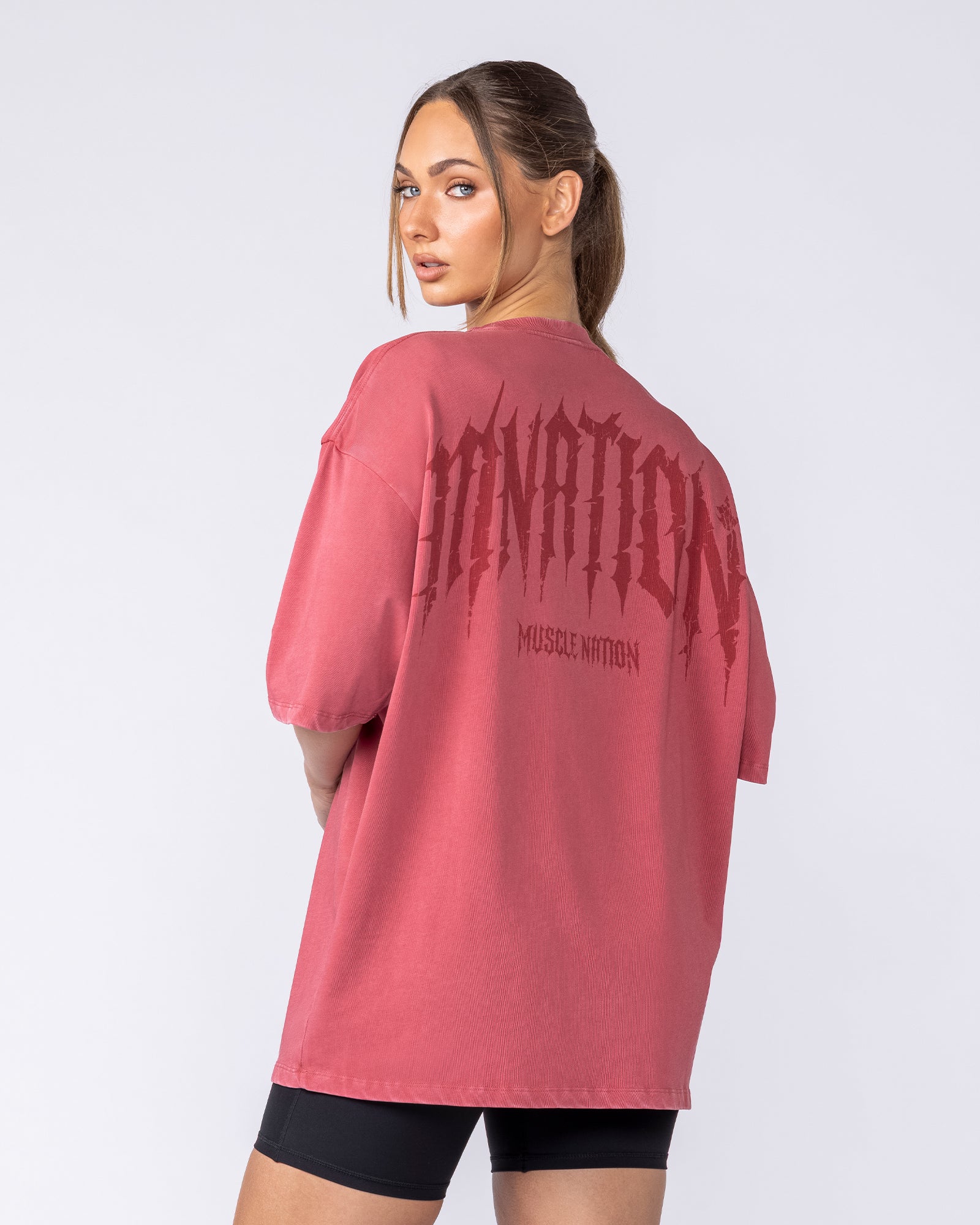 Muscle Nation T-Shirts Relic Oversized Tee - Washed Cherry