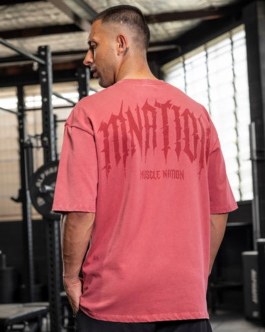 Muscle Nation T-Shirts Relic Oversized Tee - Washed Cherry