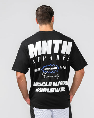 Muscle Nation T-Shirts Represent Oversized Tee - Black