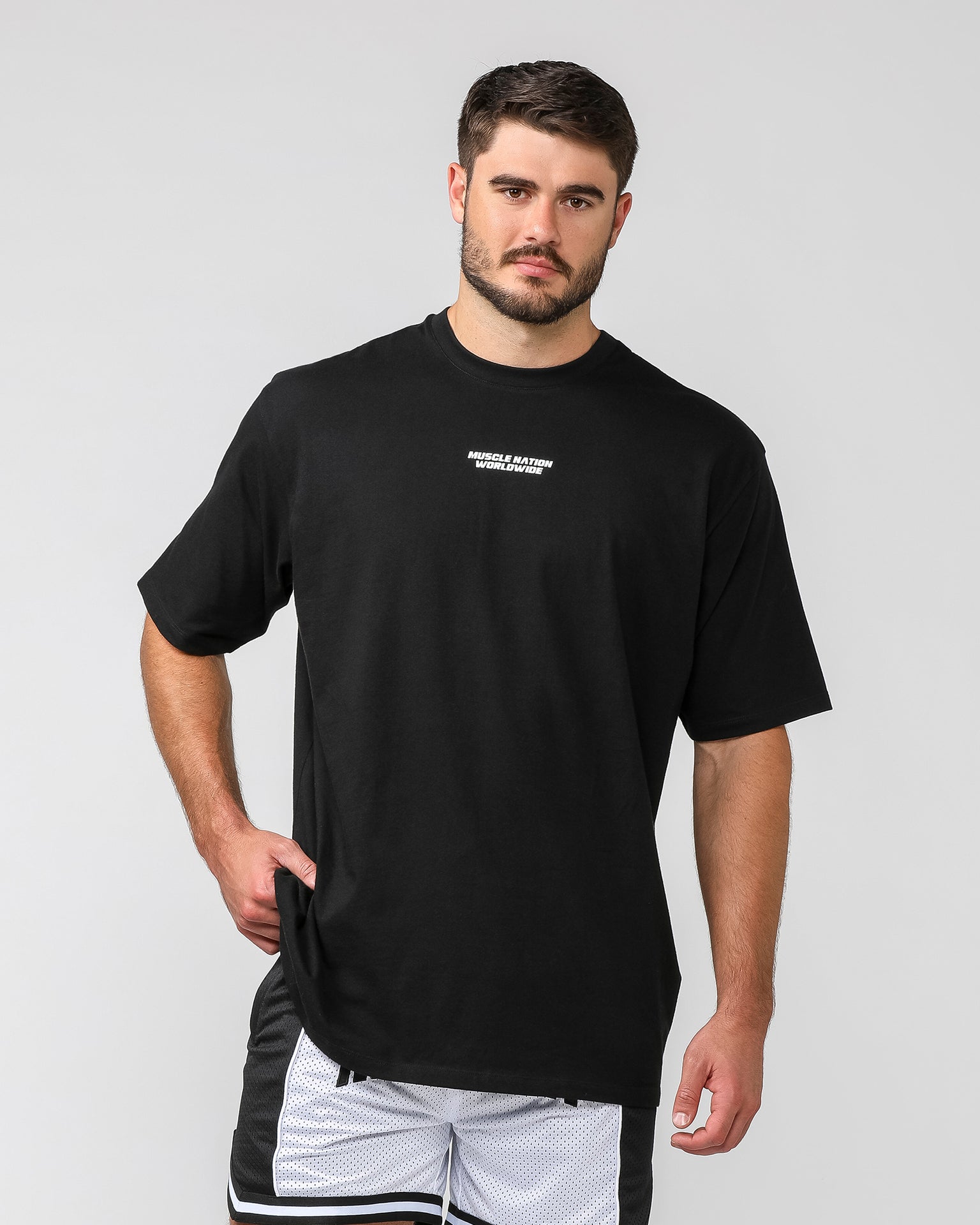 Muscle Nation T-Shirts Represent Oversized Tee - Black