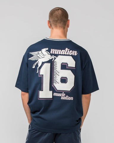 Muscle Nation T-Shirts Retro Oversized Tee - Navy