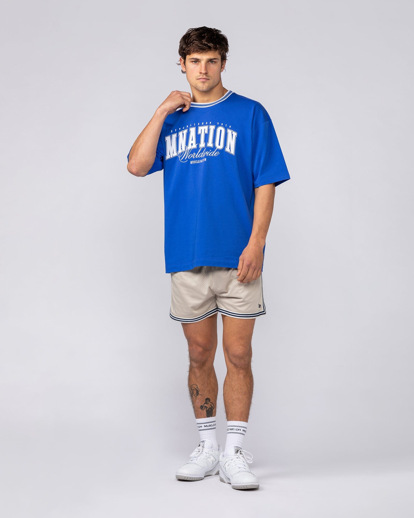 Muscle Nation T-Shirts Ringer Oversized Tee - Power Blue