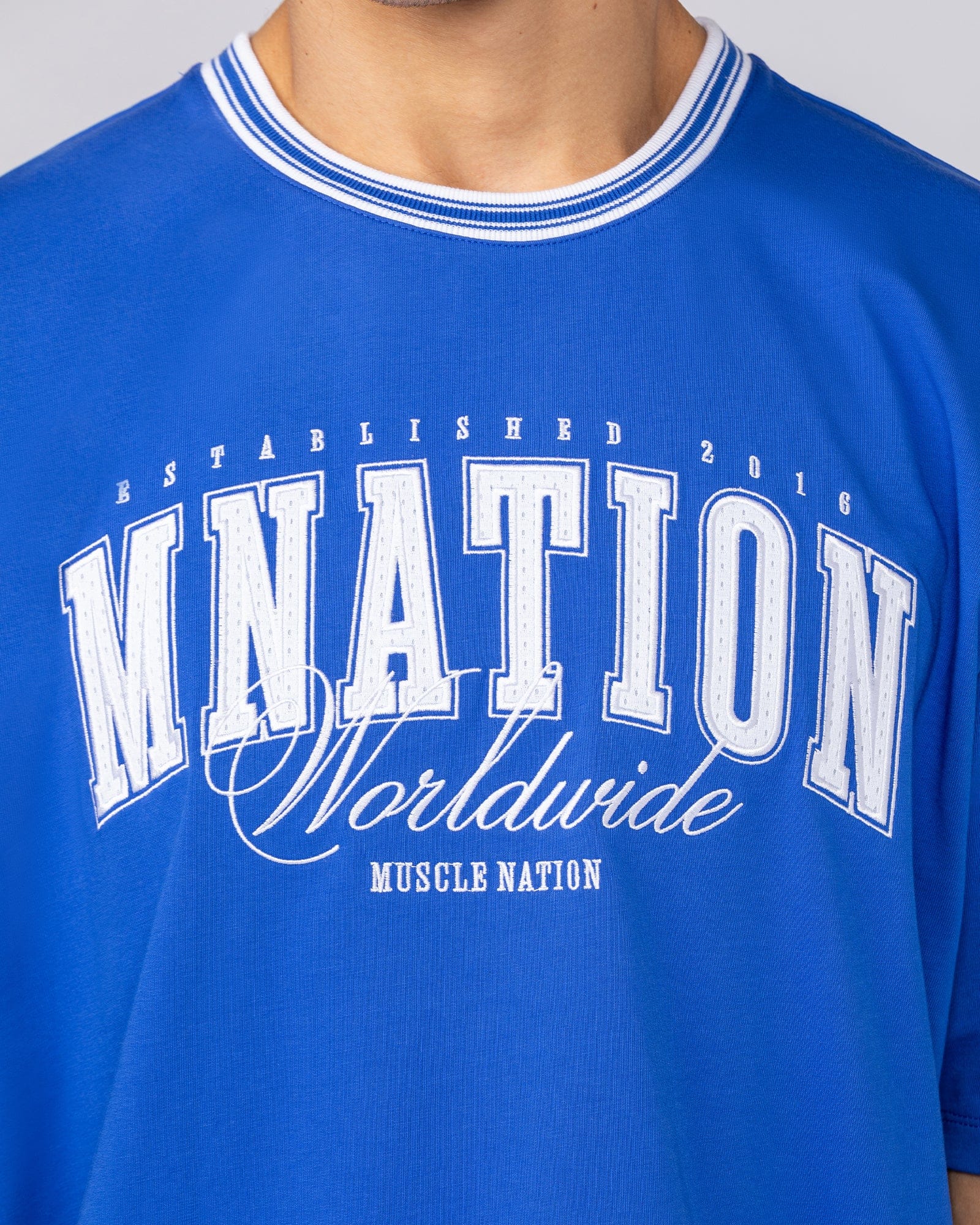 Muscle Nation T-Shirts Ringer Oversized Tee - Power Blue