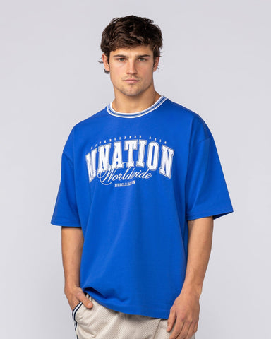Muscle Nation T-Shirts Ringer Oversized Tee - Power Blue
