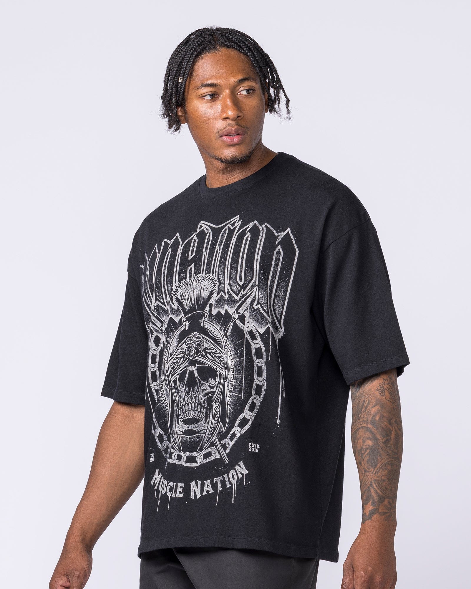 Muscle Nation T-Shirts Spartan Oversized Tee - Black