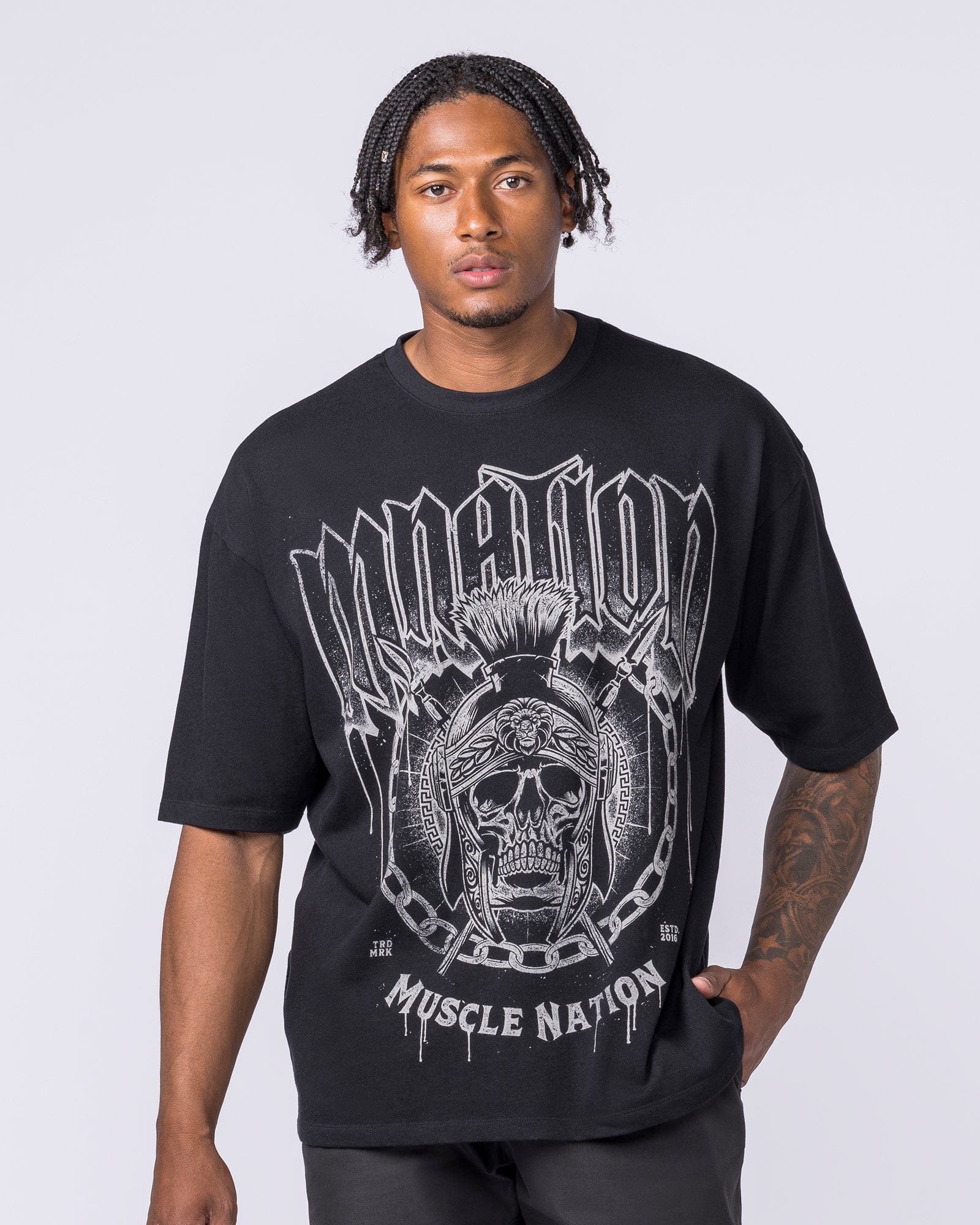 Muscle Nation T-Shirts Spartan Oversized Tee - Black