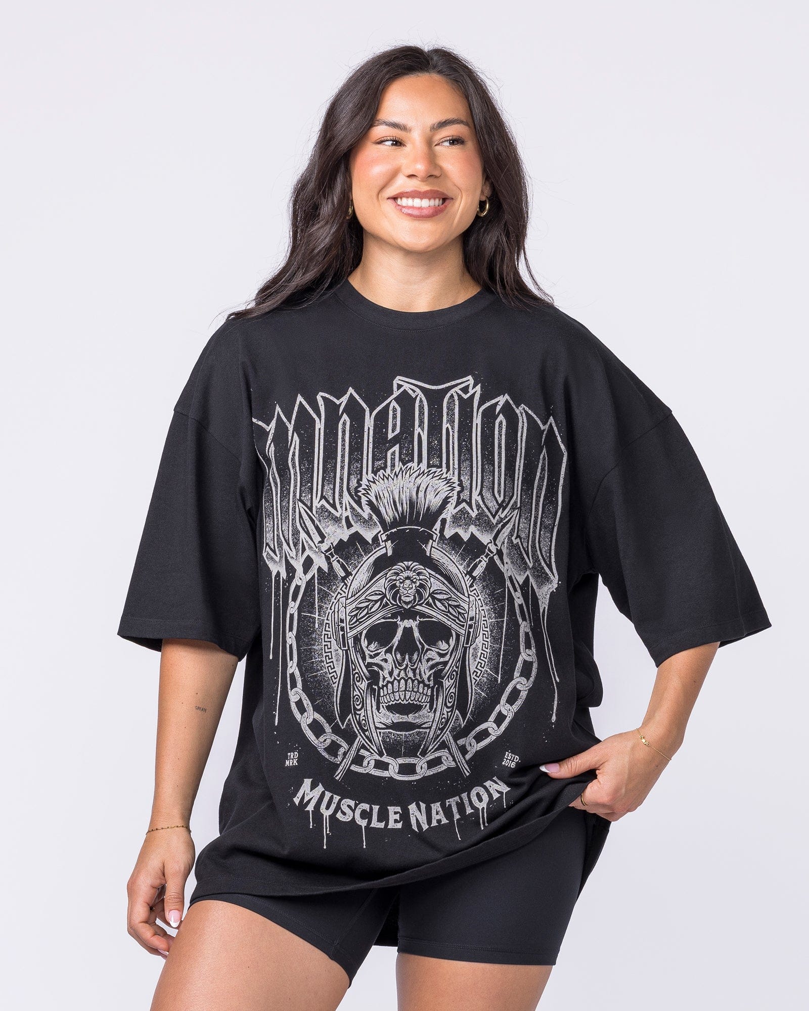 Muscle Nation T-Shirts Spartan Oversized Tee - Black