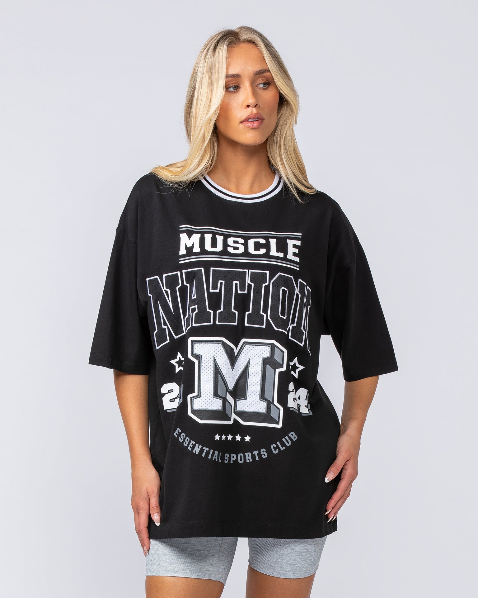 Muscle Nation T-Shirts Sporting Club Oversized Tee - Black