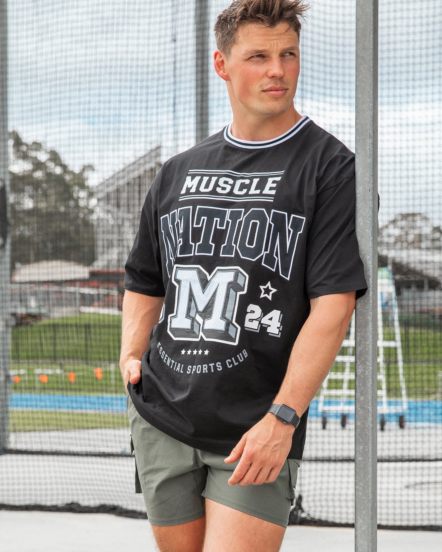 Muscle Nation T-Shirts Sporting Club Oversized Tee - Black