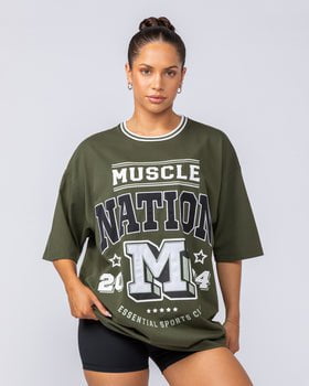 Muscle Nation T-Shirts Sporting Club Oversized Tee - Dark Khaki
