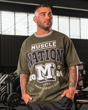 Muscle Nation T-Shirts Sporting Club Oversized Tee - Dark Khaki