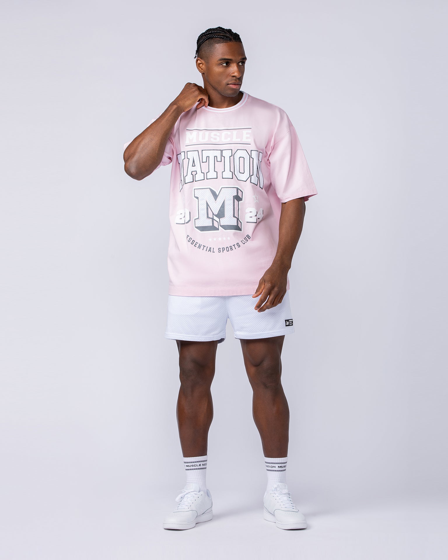 Muscle Nation T-Shirts Sporting Club Oversized Tee - Soft Pink