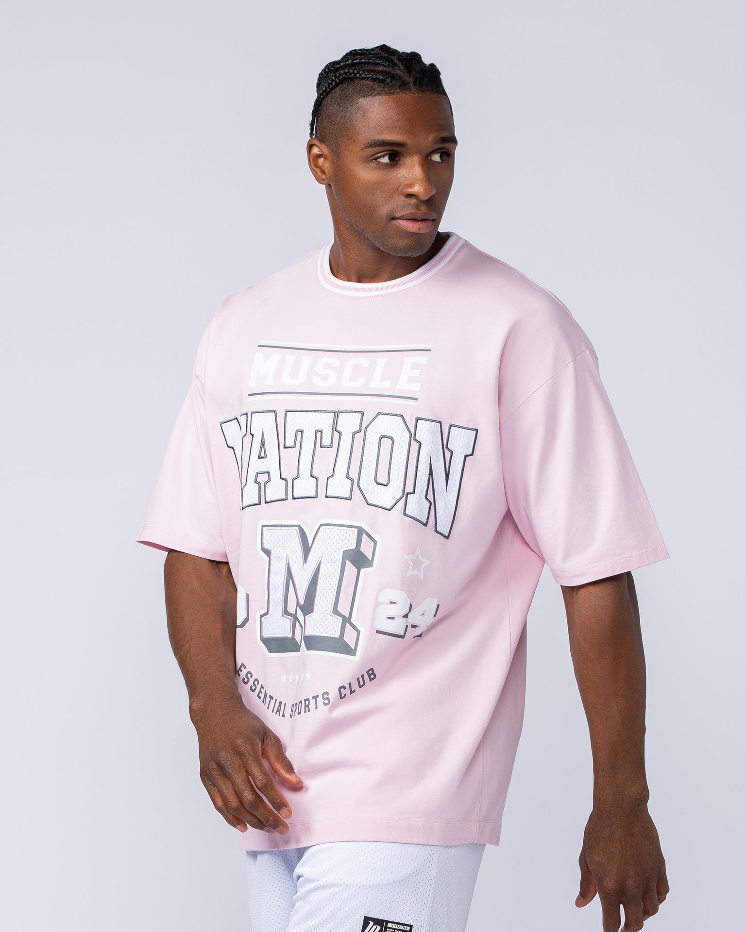 Muscle Nation T-Shirts Sporting Club Oversized Tee - Soft Pink