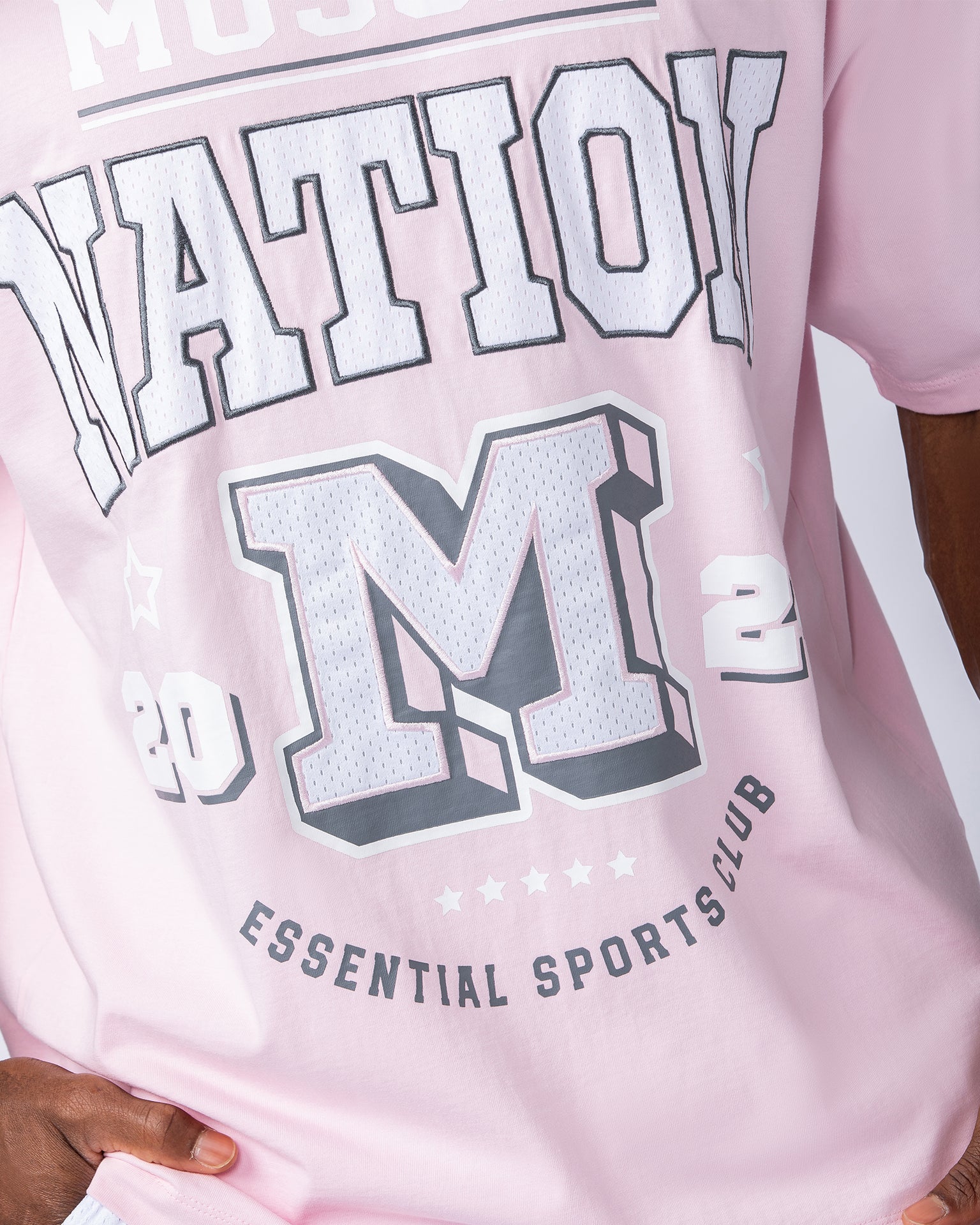 Muscle Nation T-Shirts Sporting Club Oversized Tee - Soft Pink