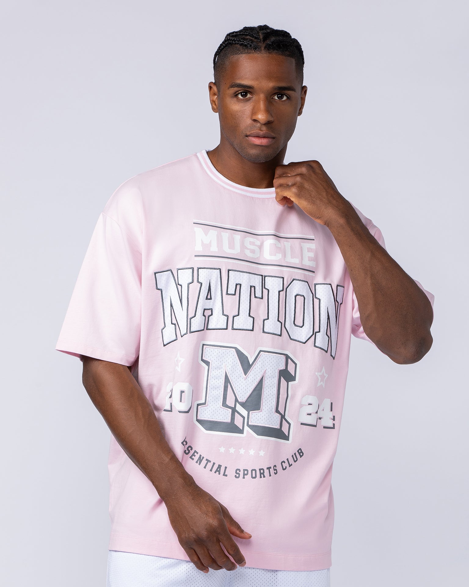 Muscle Nation T-Shirts Sporting Club Oversized Tee - Soft Pink