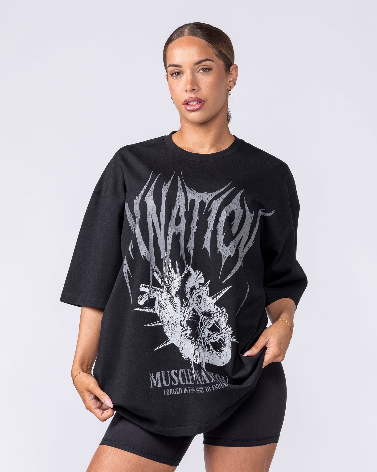 Muscle Nation T-Shirts Unchained Oversized Tee - Black