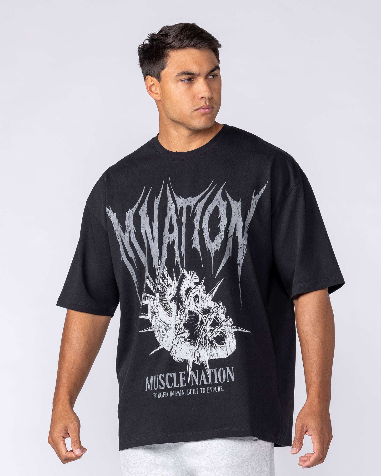 Muscle Nation T-Shirts Unchained Oversized Tee - Black
