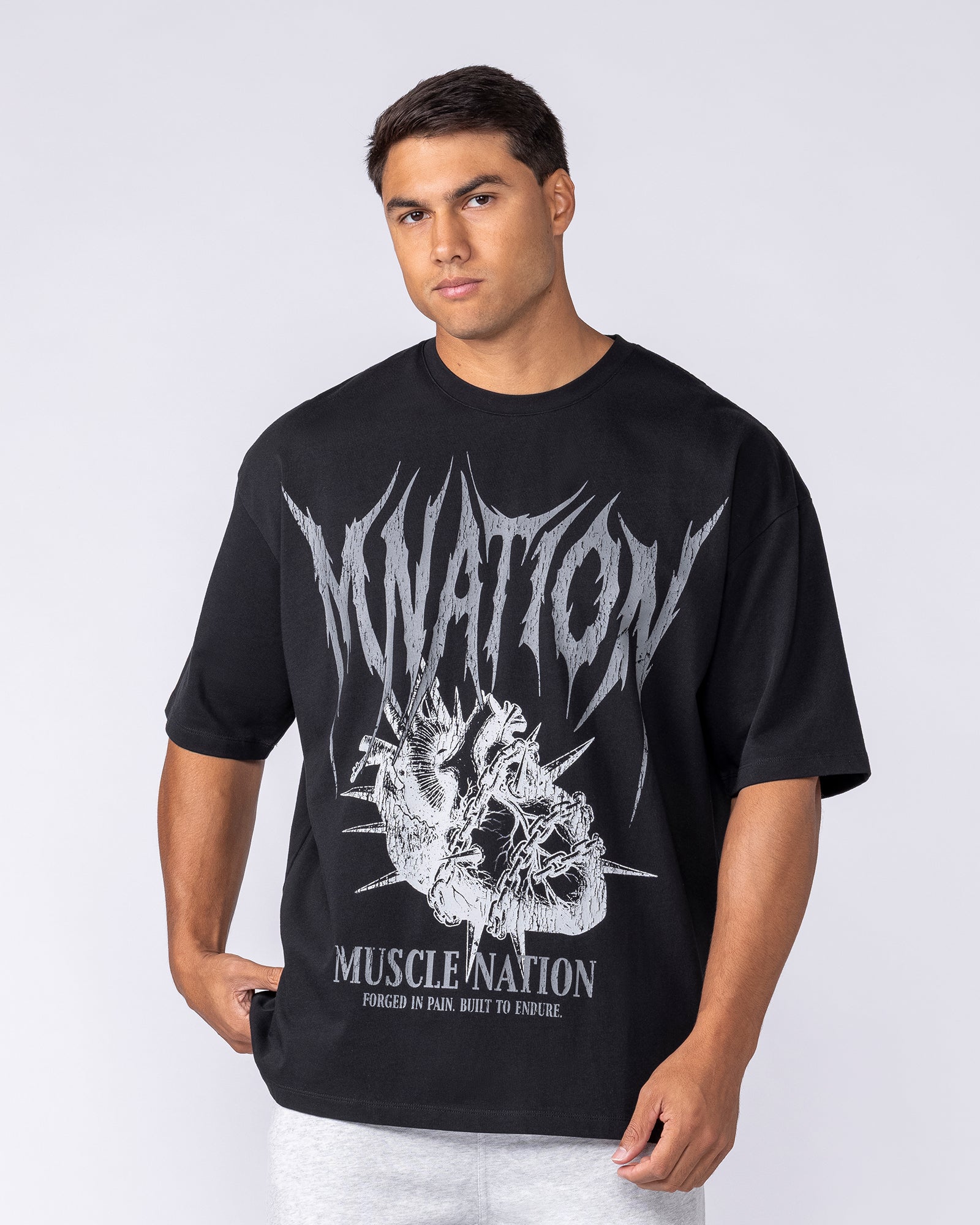 Muscle Nation T-Shirts Unchained Oversized Tee - Black