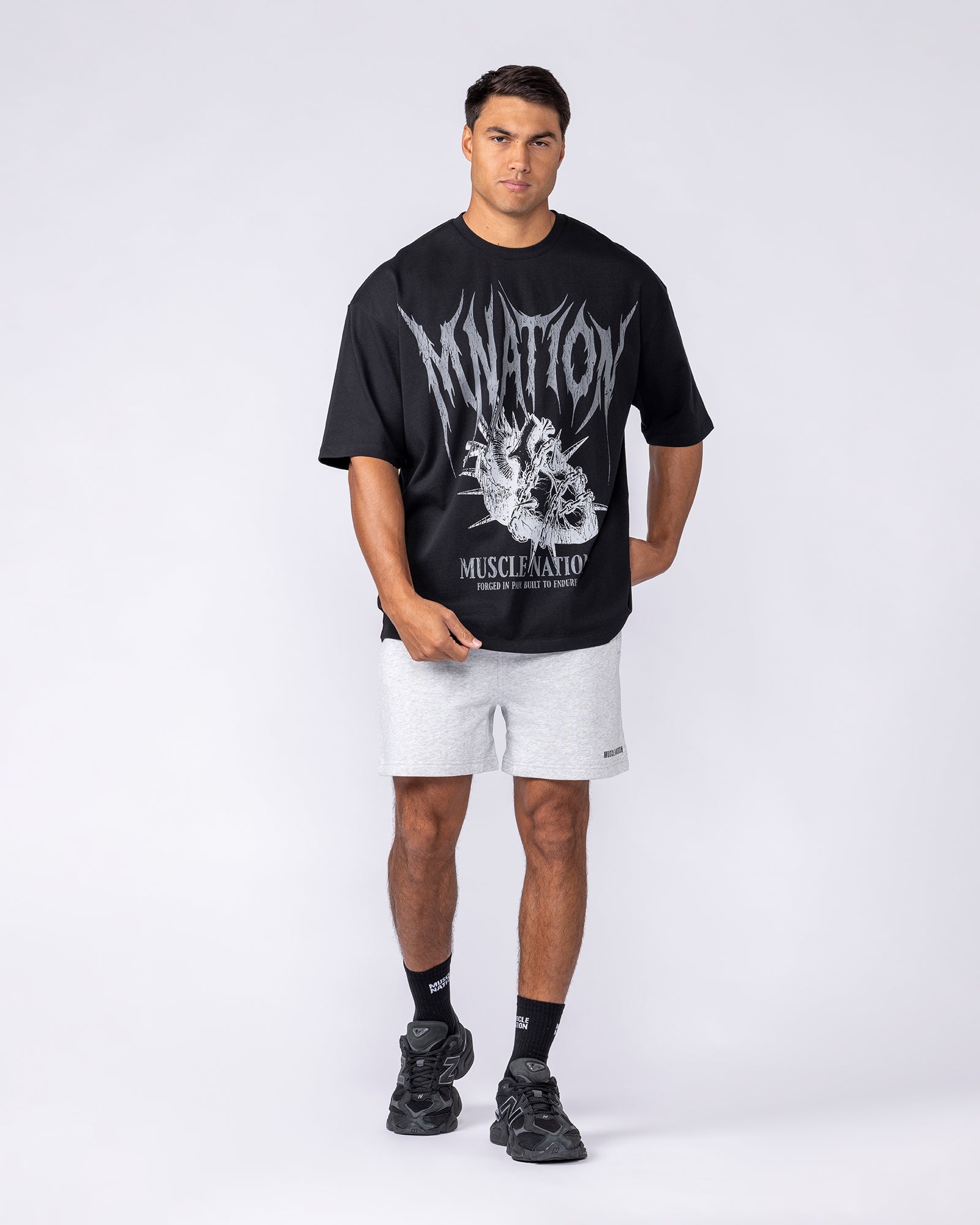 Muscle Nation T-Shirts Unchained Oversized Tee - Black