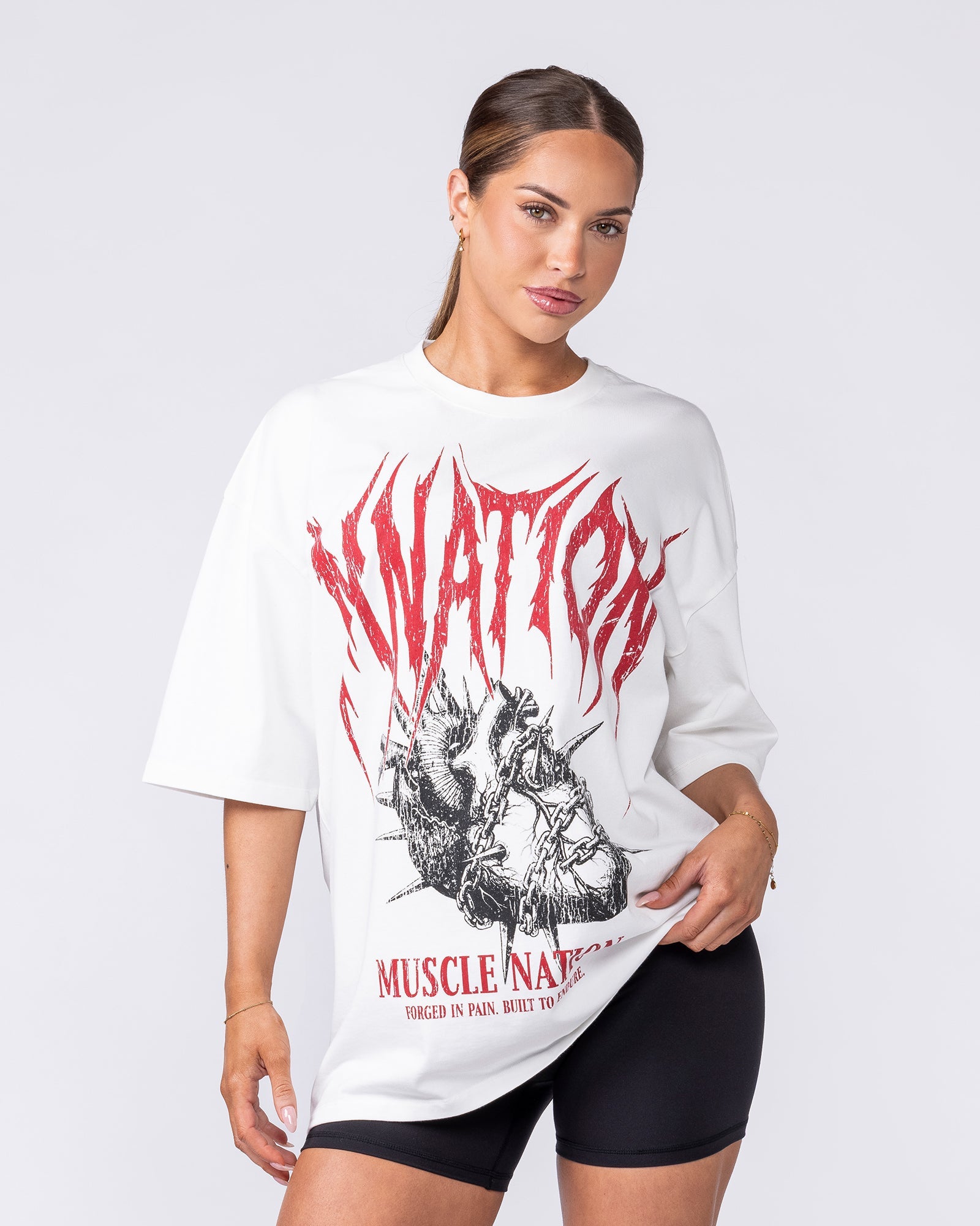 Muscle Nation T-Shirts Unchained Oversized Tee - White