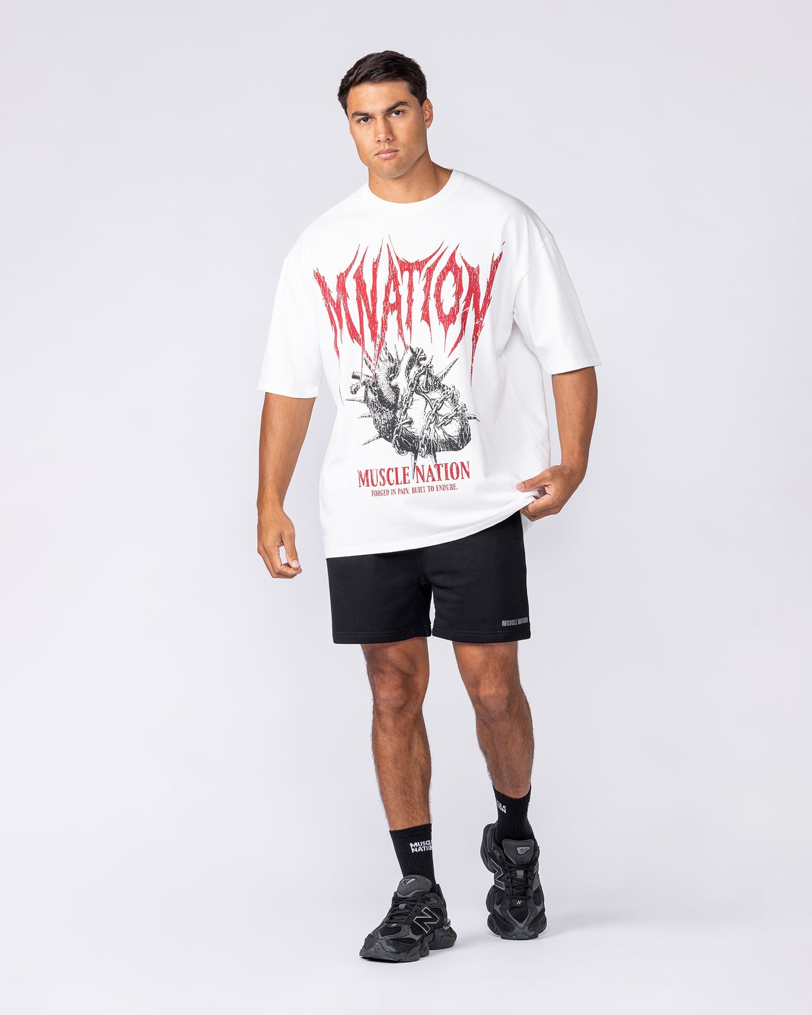 Muscle Nation T-Shirts Unchained Oversized Tee - White