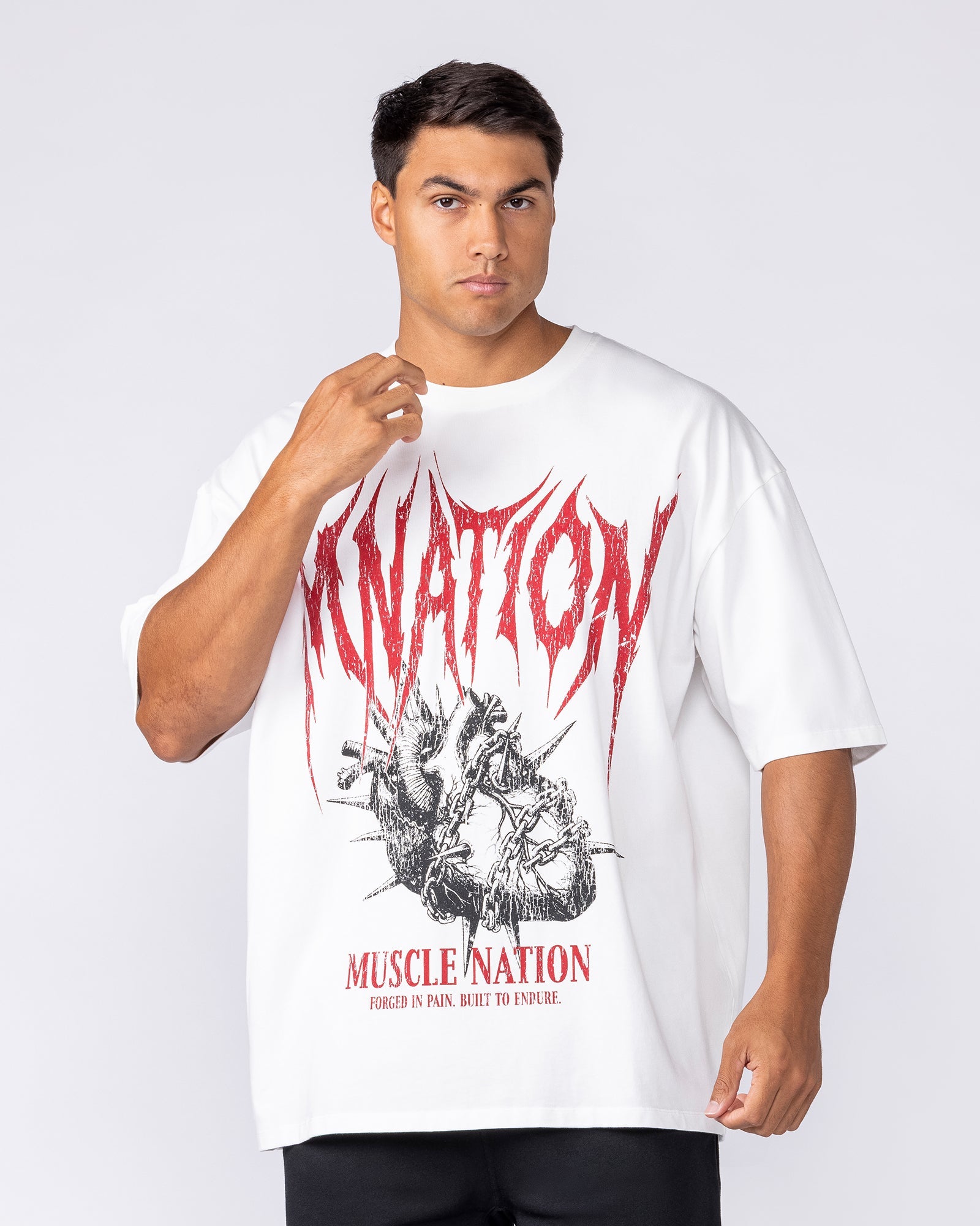 Muscle Nation T-Shirts Unchained Oversized Tee - White