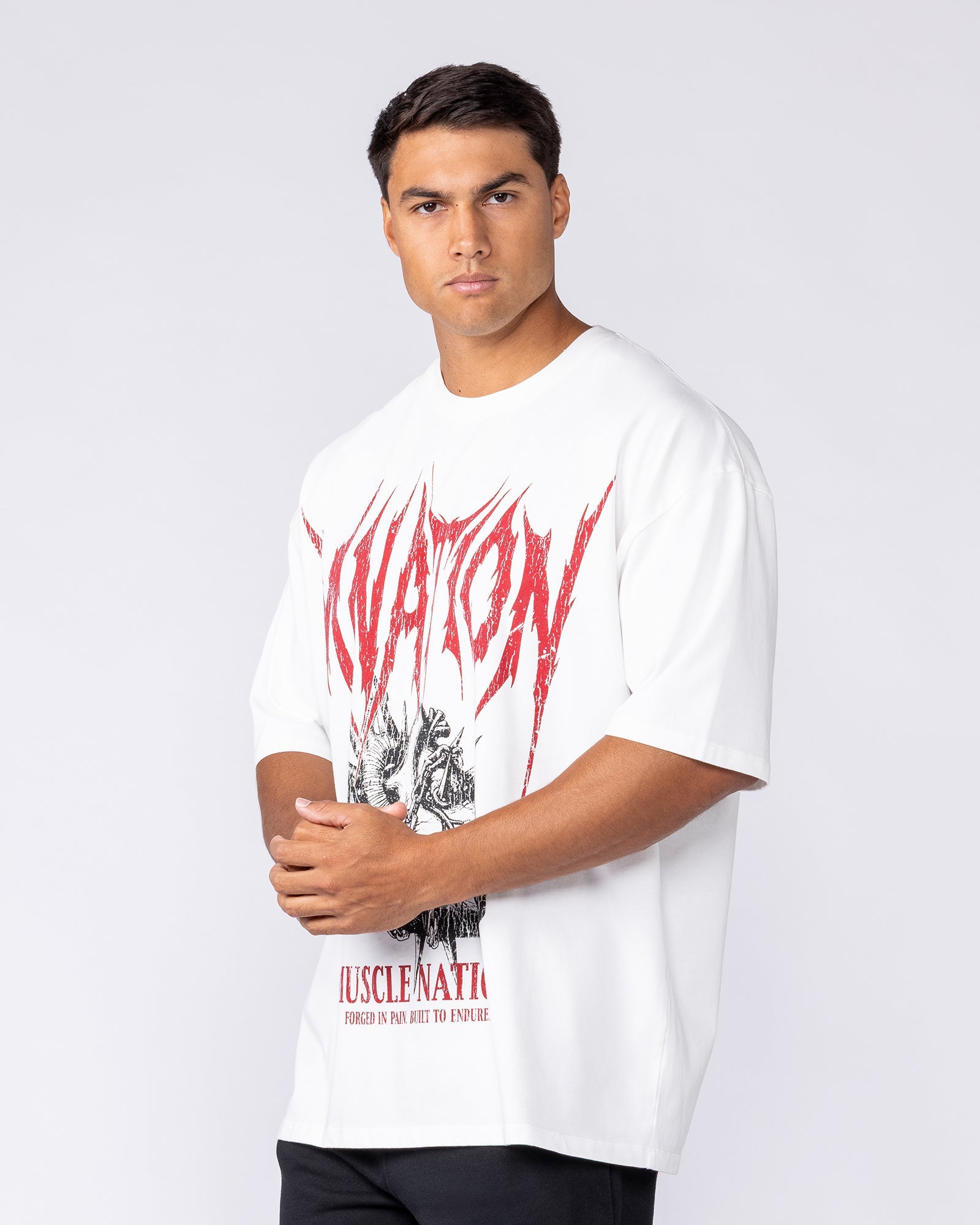 Muscle Nation T-Shirts Unchained Oversized Tee - White