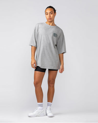 Muscle Nation T-Shirts Undefeated Oversized Tee - Grey Marl