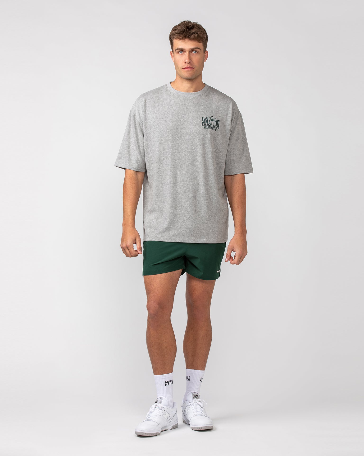 Muscle Nation T-Shirts Undefeated Oversized Tee - Grey Marl