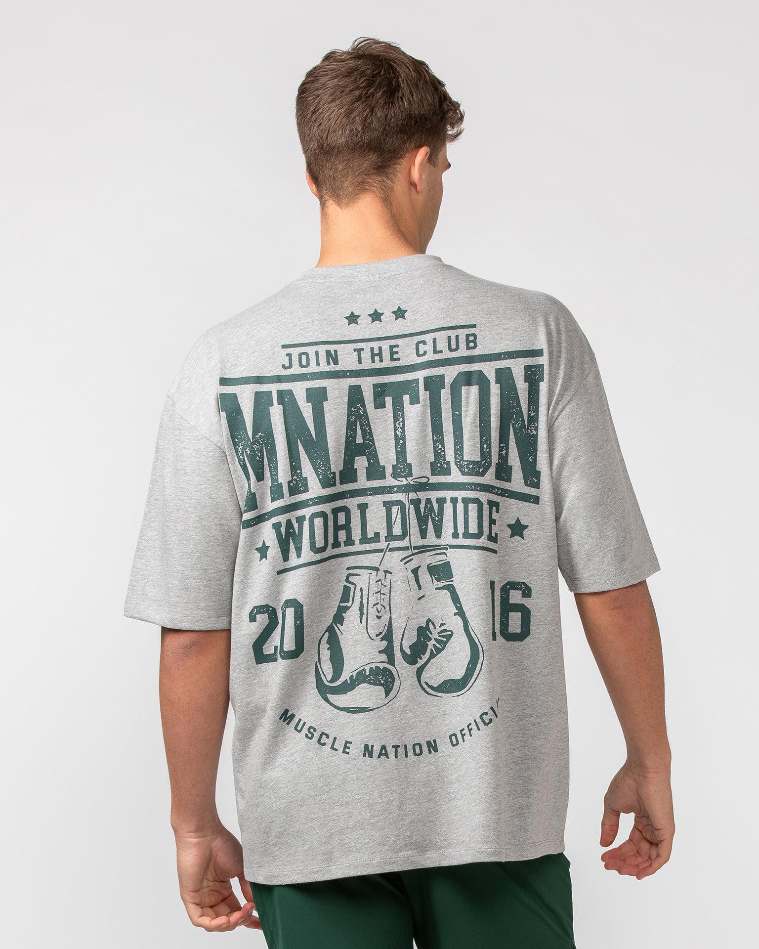 Muscle Nation T-Shirts Undefeated Oversized Tee - Grey Marl