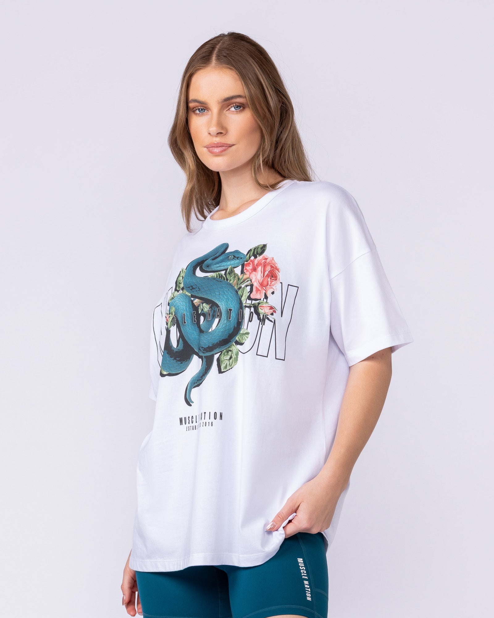 Muscle Nation T-Shirts Viper Oversized Tee - White