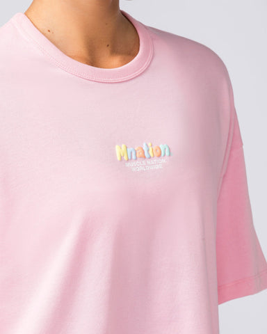 Muscle Nation T-Shirts Womens Bubble Warp Oversized Heavy Tee - Sherbet