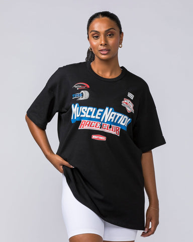 Muscle Nation T-Shirts Womens Moto Oversized Heavy Tee - Black