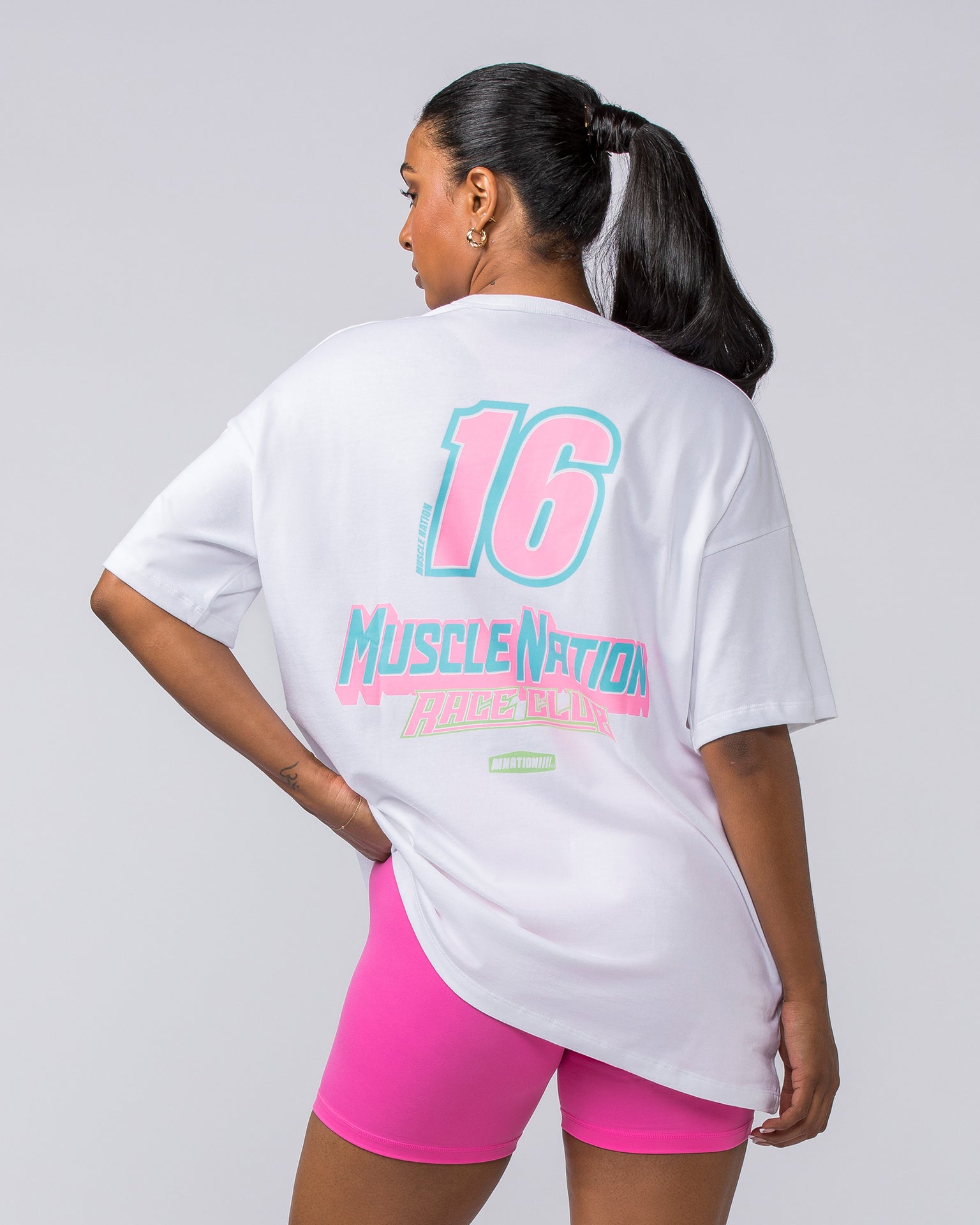 Muscle Nation T-Shirts Womens Moto Oversized Tee - White