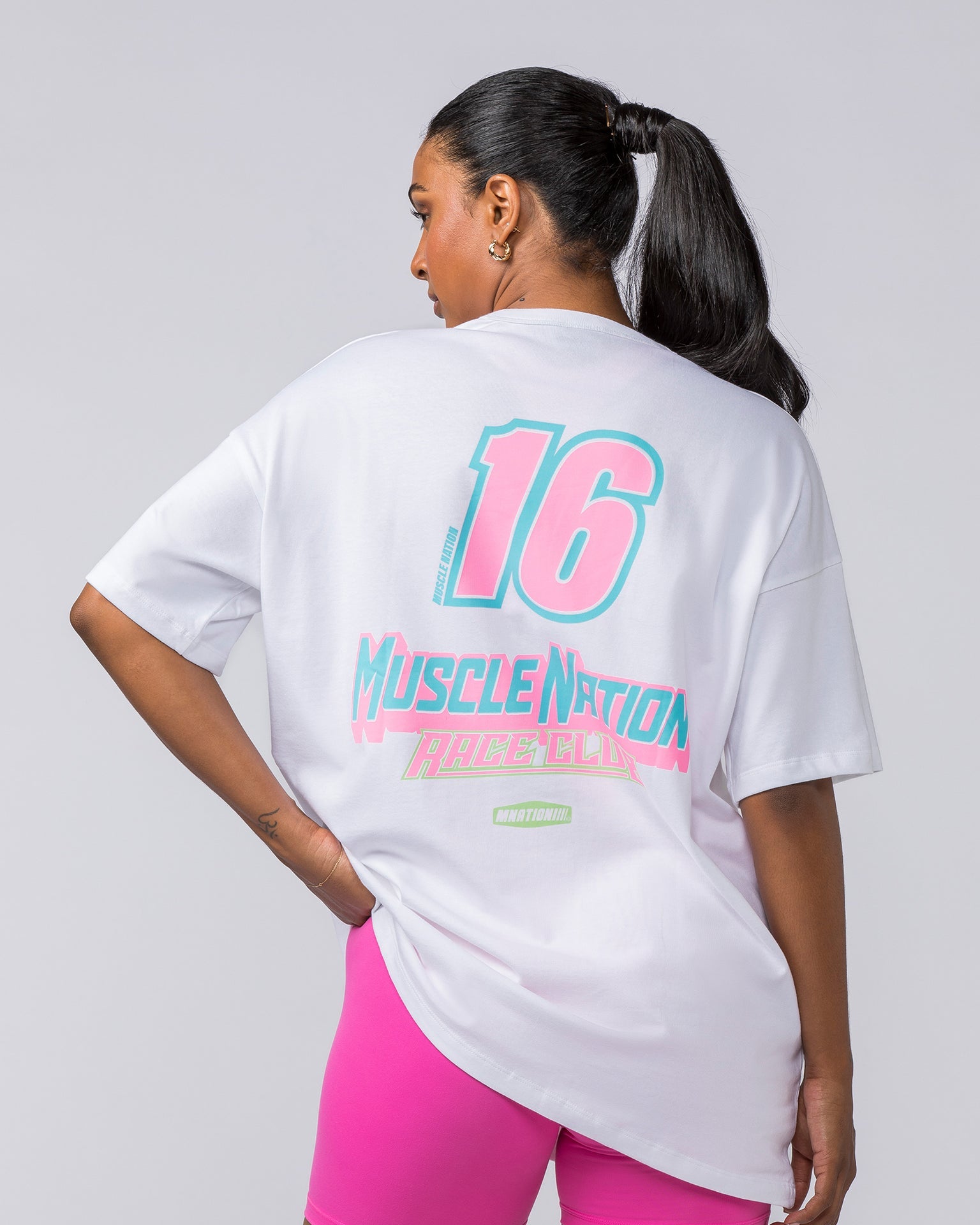 Muscle Nation T-Shirts Womens Moto Oversized Tee - White