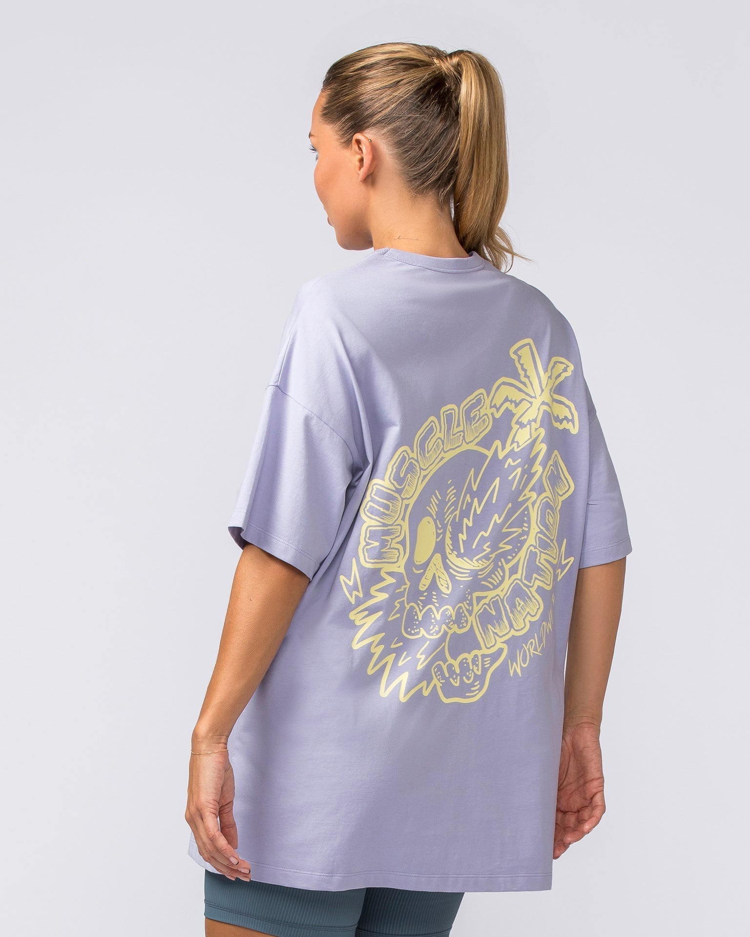Muscle Nation T-Shirts Womens Palmy Days Oversized Tee - Pale Purple