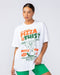 Muscle Nation T-Shirts Womens Pizza This Oversized Tee - White