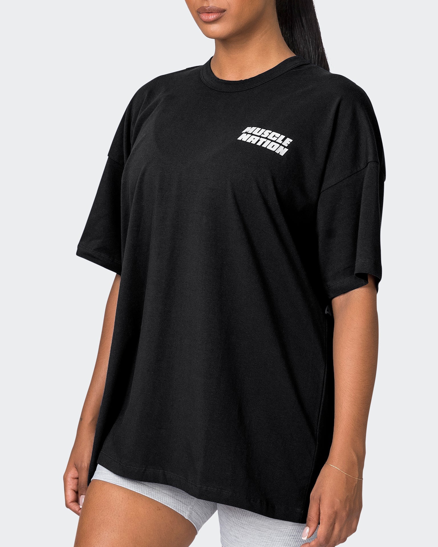 Muscle Nation T-Shirts Womens Reset Oversized Midweight Tee - Black