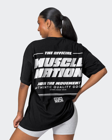Muscle Nation T-Shirts Womens Reset Oversized Midweight Tee - Black