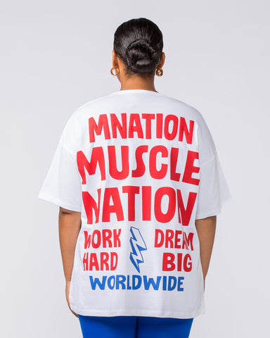 Muscle Nation T-Shirts Womens Tour Oversized Heavy Tee - White