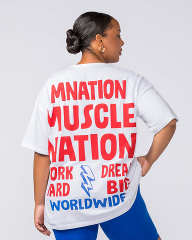 Muscle Nation T-Shirts Womens Tour Oversized Heavy Tee - White