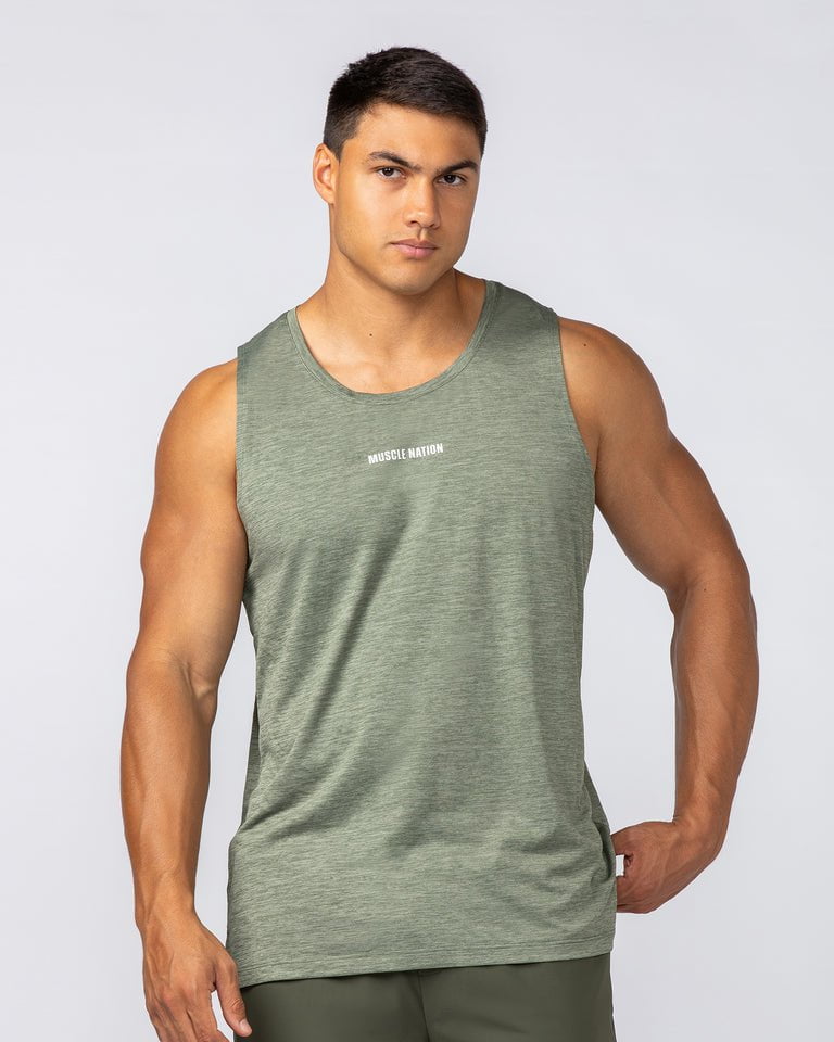 Muscle Nation Tank Tops Aero Active Tank - Dark Khaki
