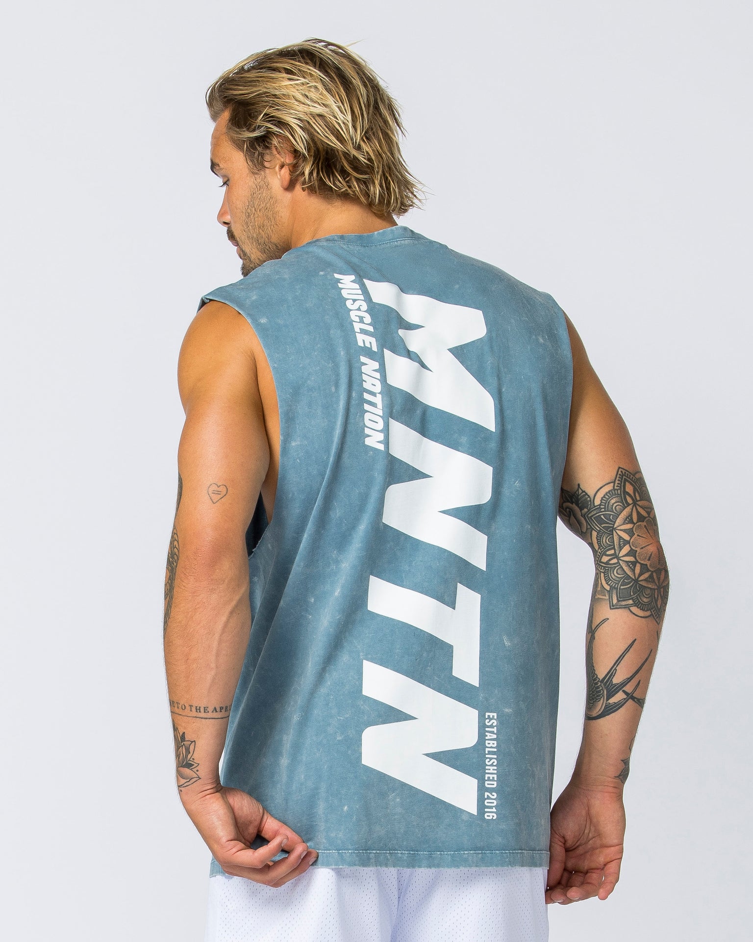 Muscle Nation Tank Tops Boxy Vintage Tank - Washed Elemental Blue