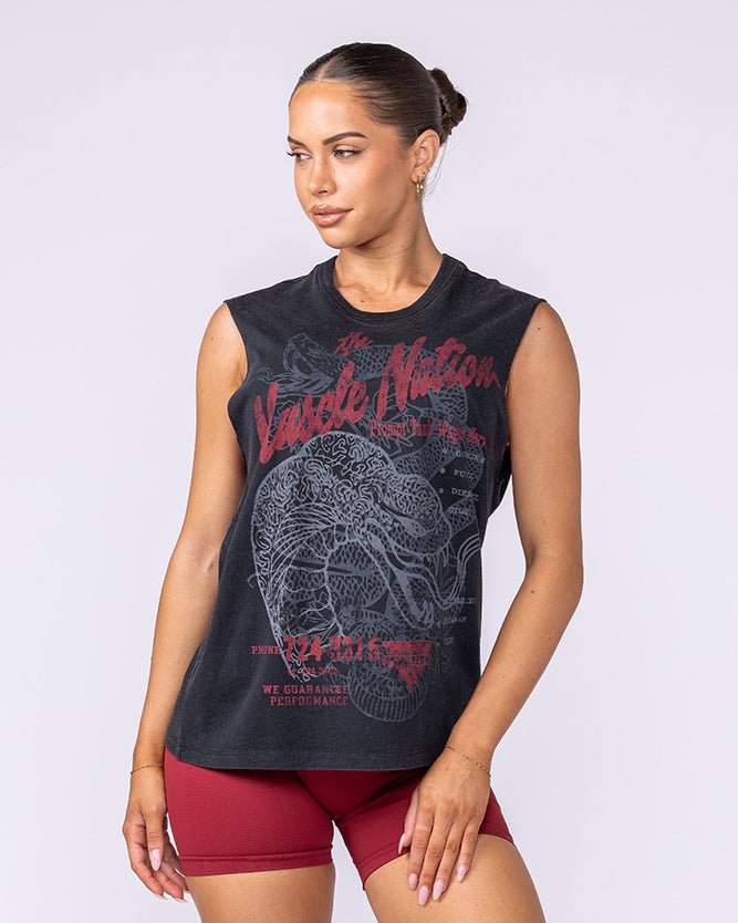 Muscle Nation Tank Tops Cobra Vintage Muscle Tank - Washed Black