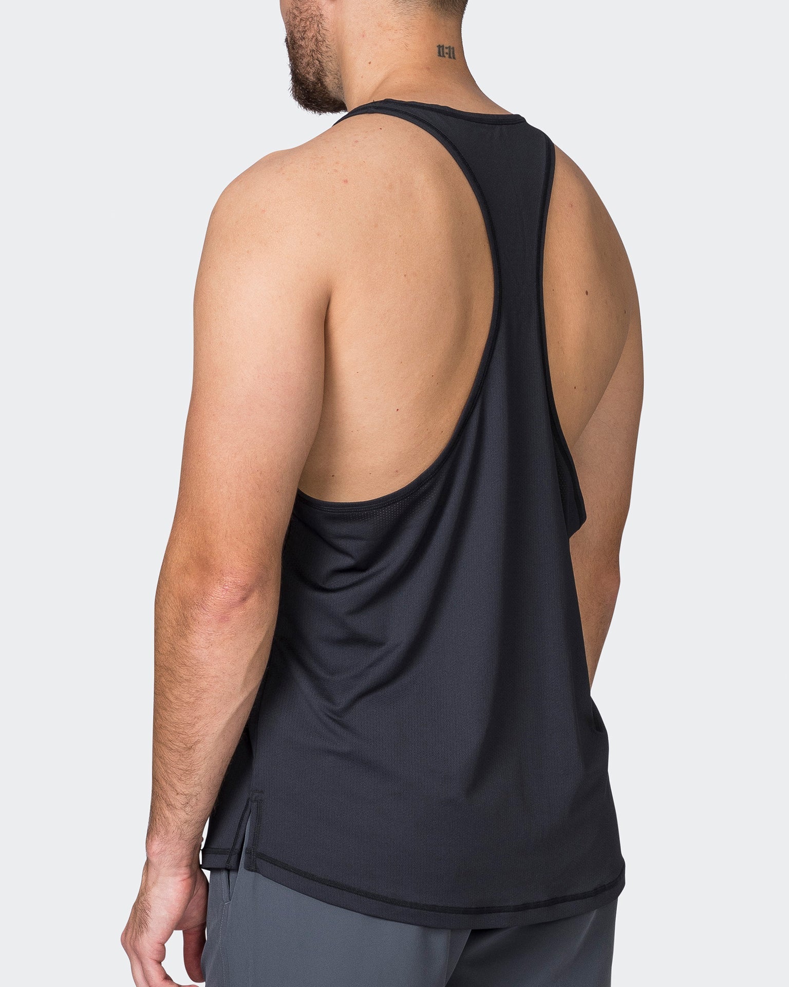 Muscle Nation Tank Tops Drop Arm Mesh Training Singlet - Black
