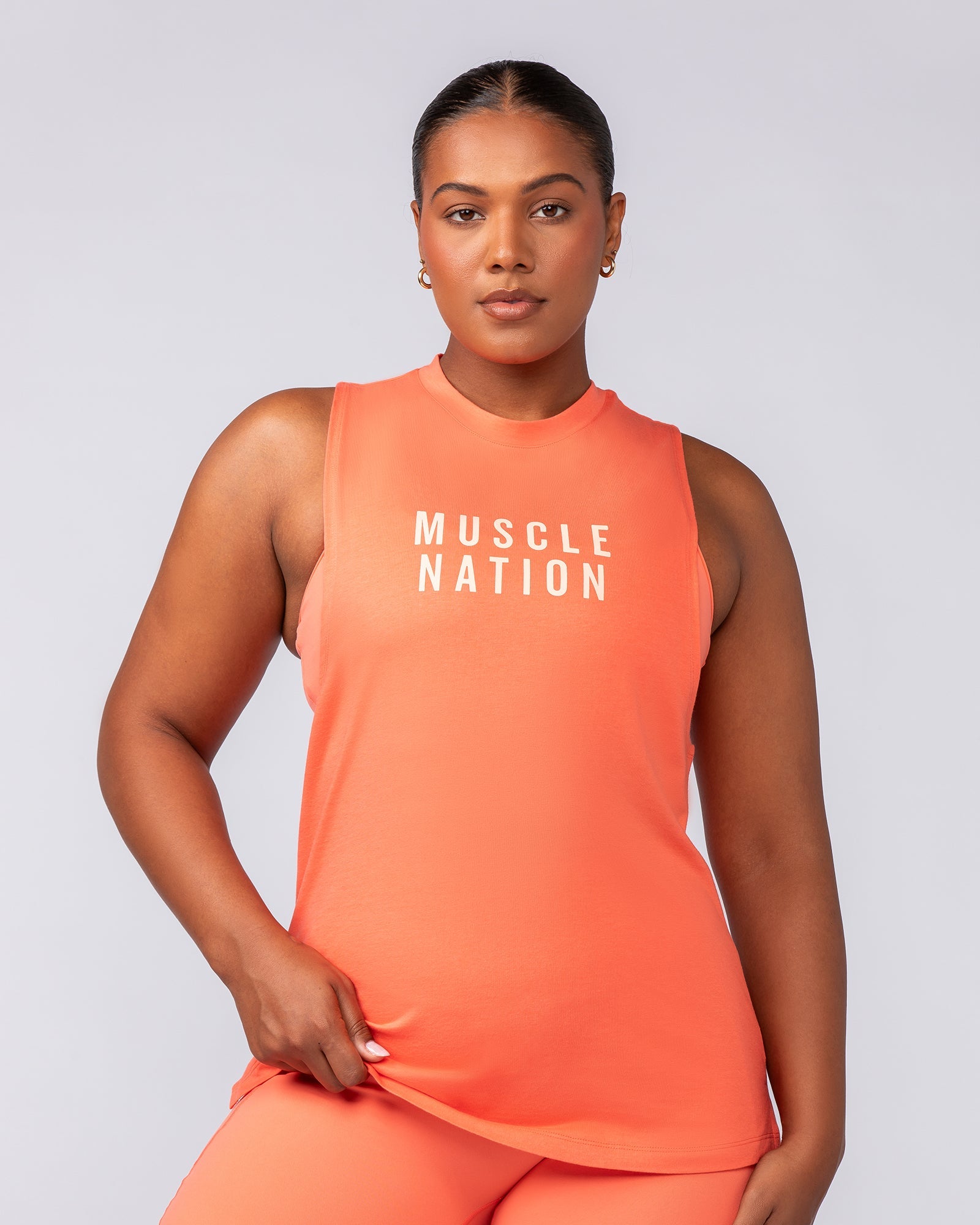 Muscle Nation Tank Tops Essential Training Tank - Hot Coral