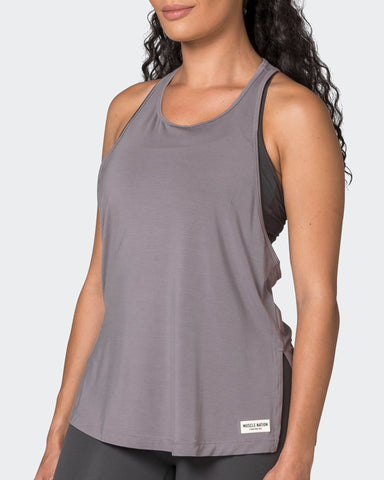Muscle Nation Tank Tops Faster Gym Tank - Pearl Grey