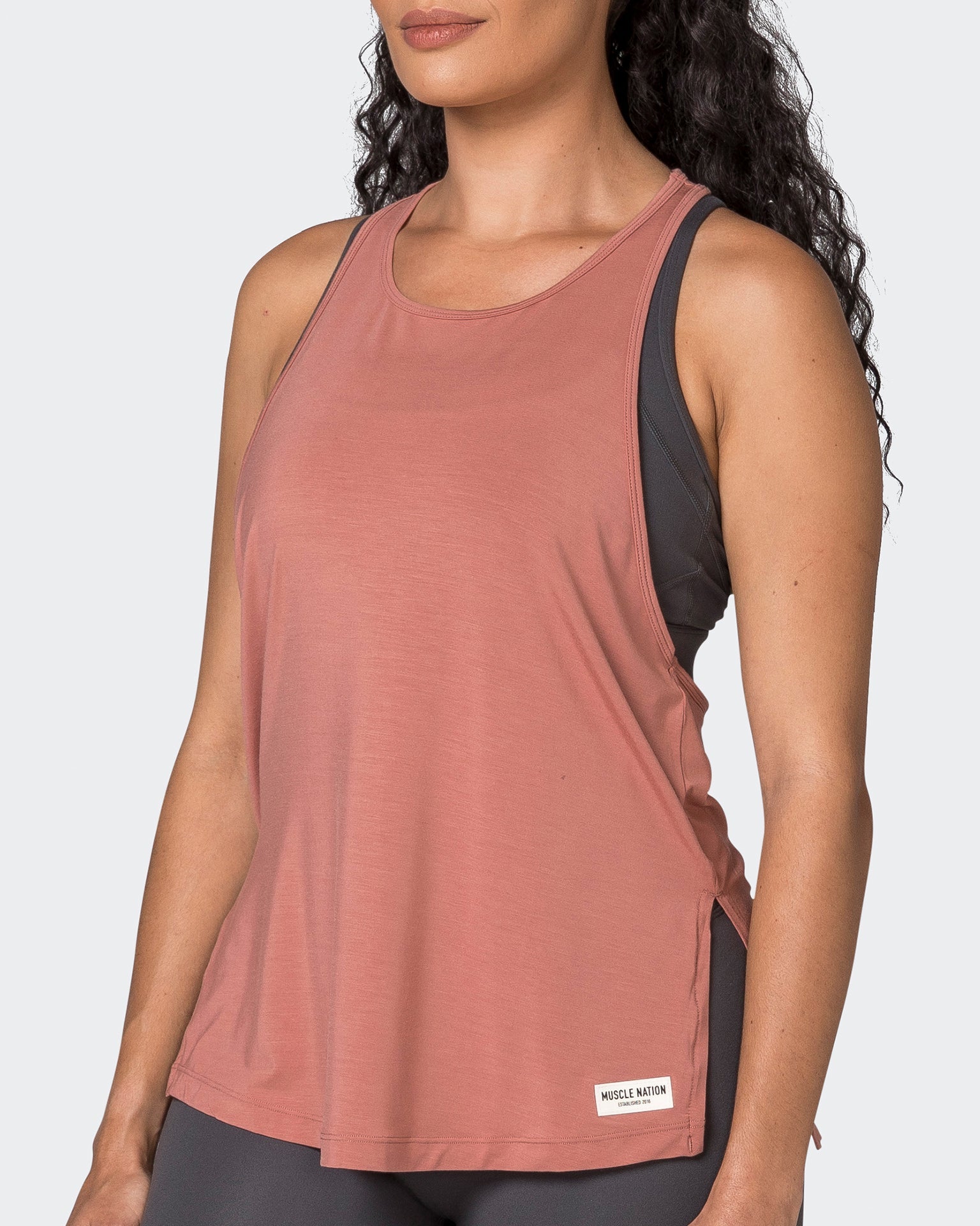 Muscle Nation Tank Tops Faster Gym Tank - Powdered Pink