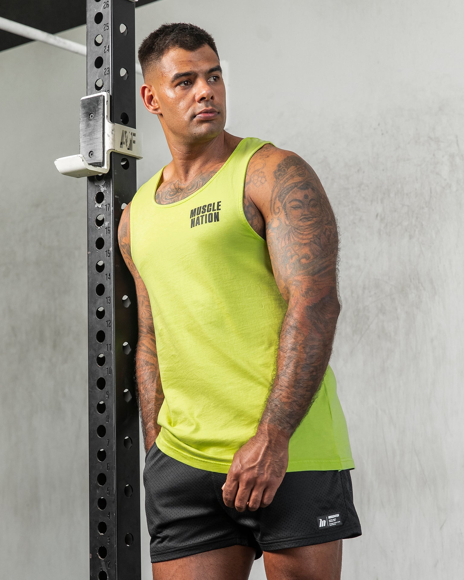 Muscle Nation Tank Tops H Back Tank - Washed Cyber Lime