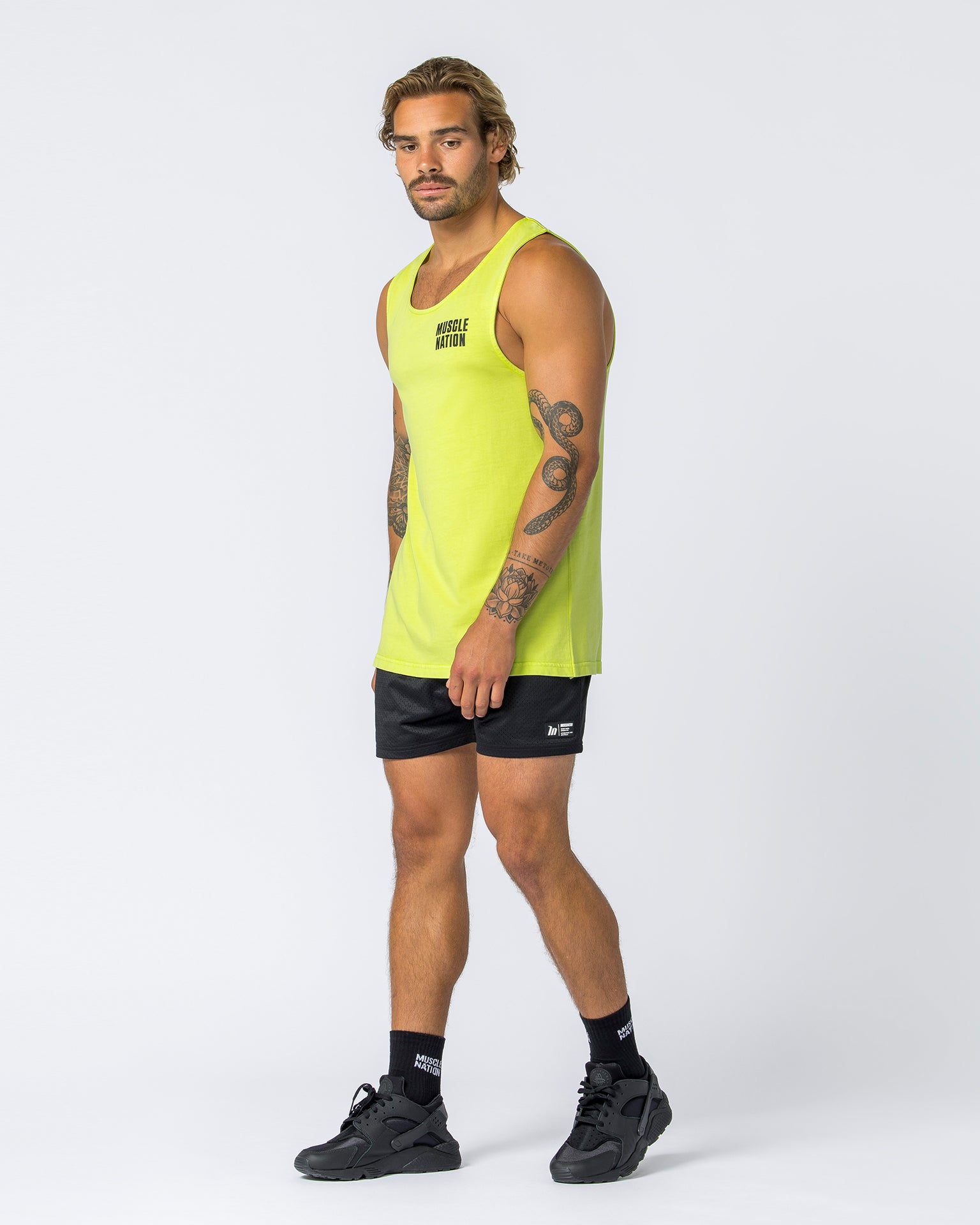 Muscle Nation Tank Tops H Back Tank - Washed Cyber Lime
